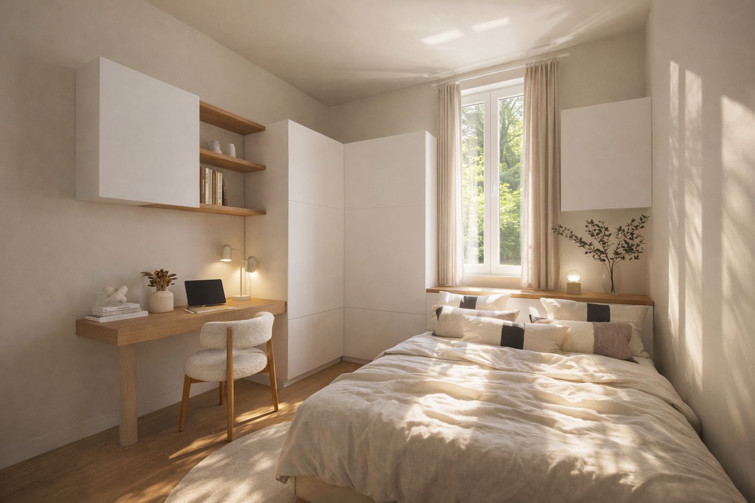 Troisième chambre, bureau et étagères