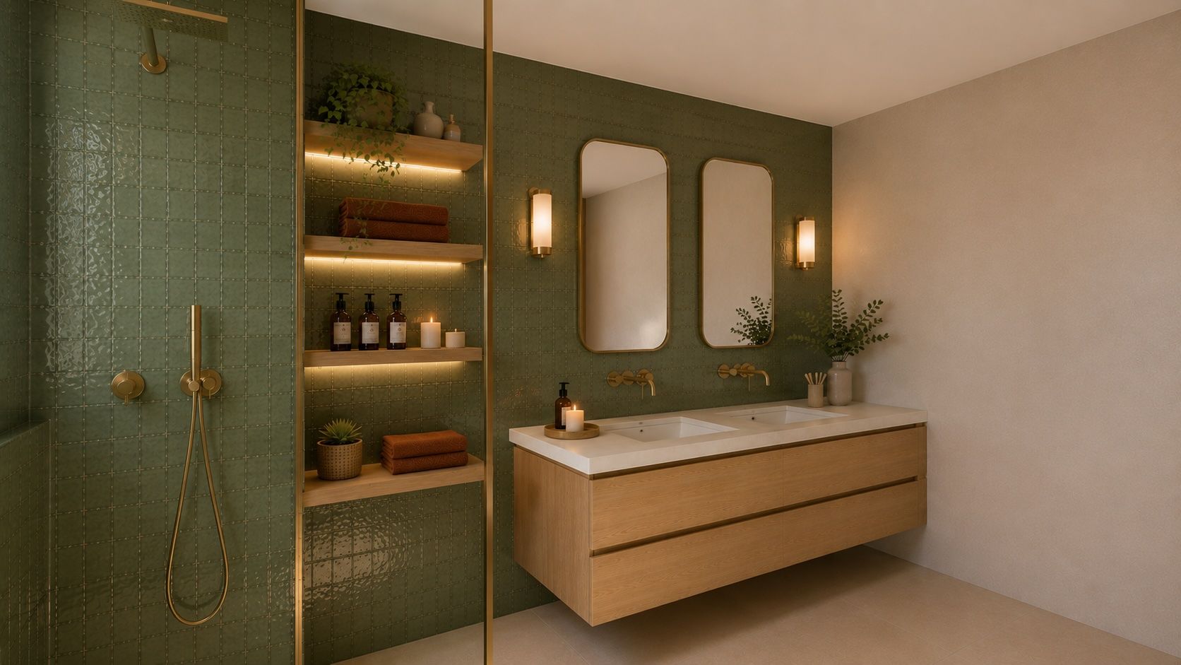 Salle de bain en soirée