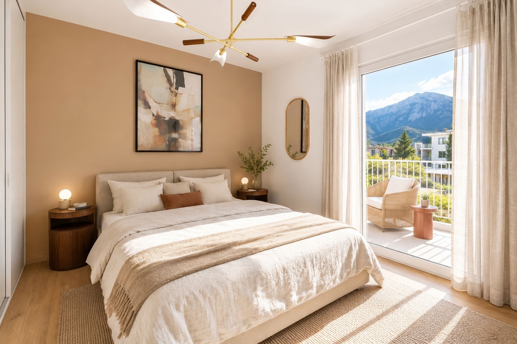 Chambre parentale ouverte sur le balcon