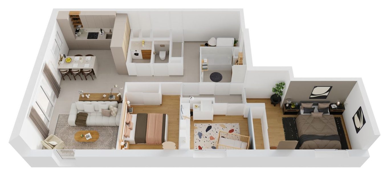 Plan 3D du T4 meublé