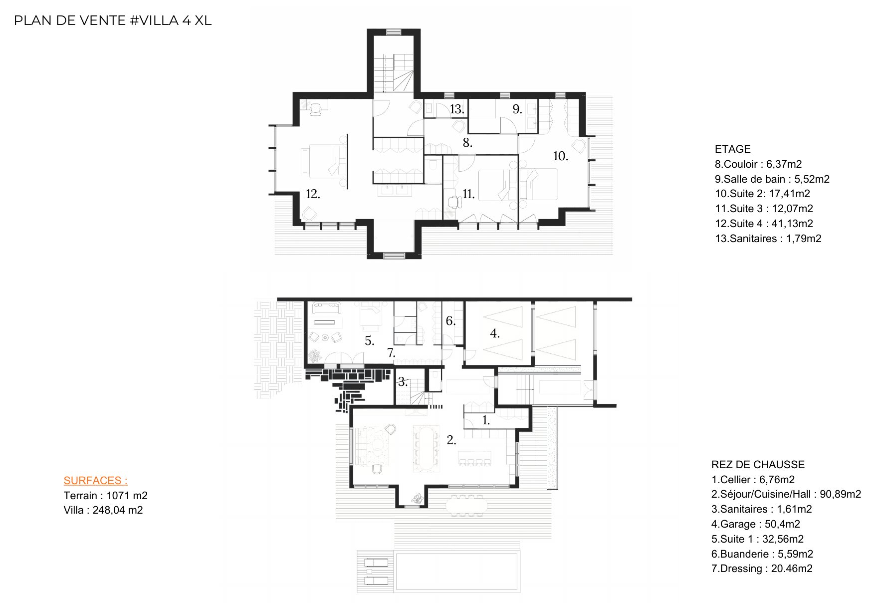 Plan de vente de la Villa 4 XL