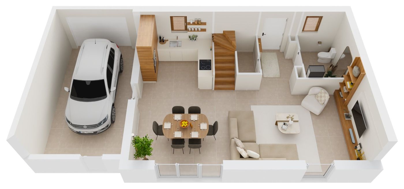 Plan 3D du rez-de-chaussée de la maison 6