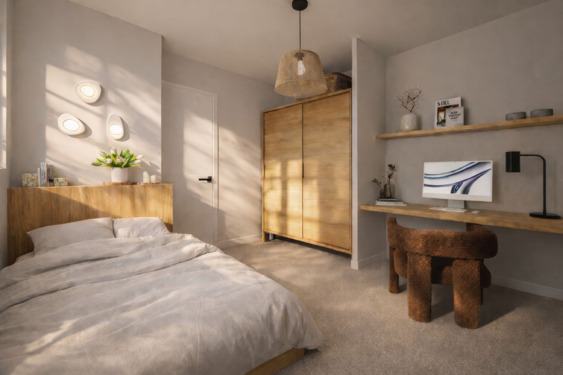 Chambre avec coin bureau