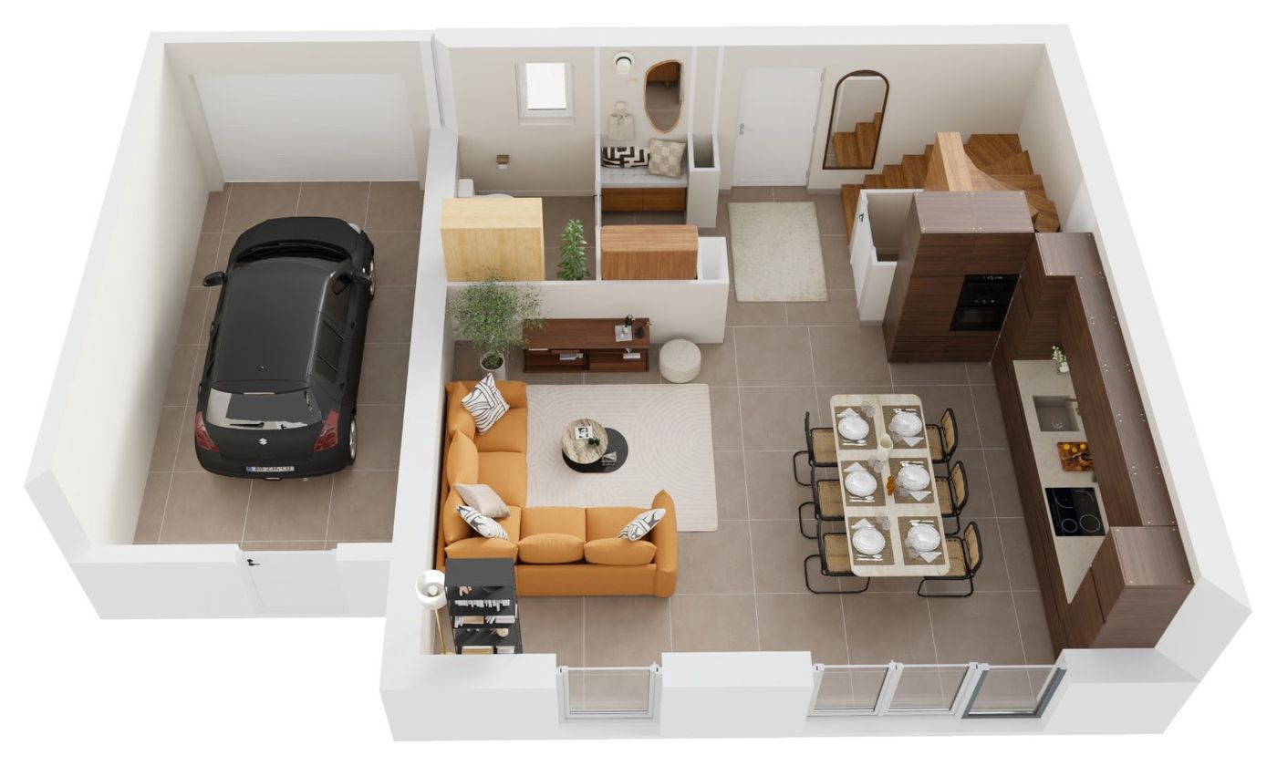 Plan 3D du rez-de-chaussée de la maison 4