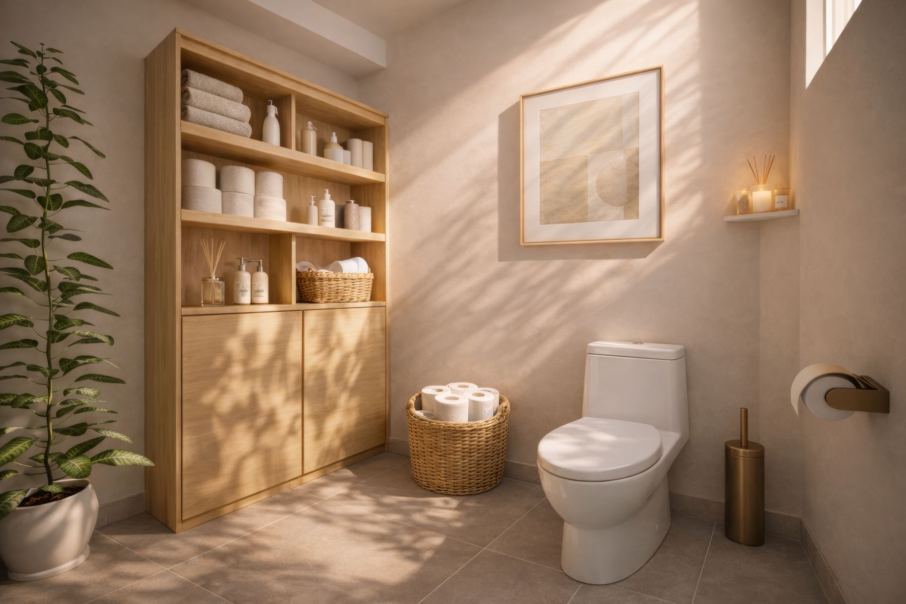 WC et rangements bois