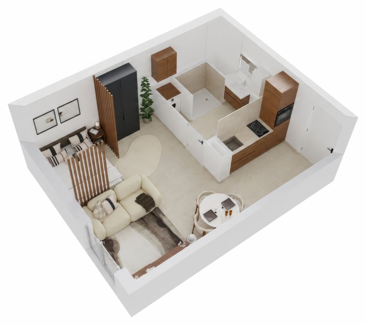 Plan 3D du studio meublé