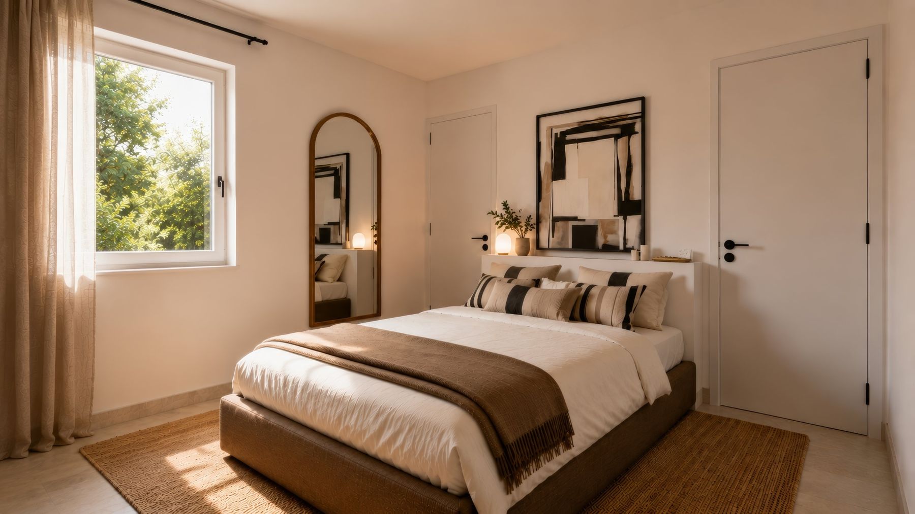 Chambre, lit et tableau graphique