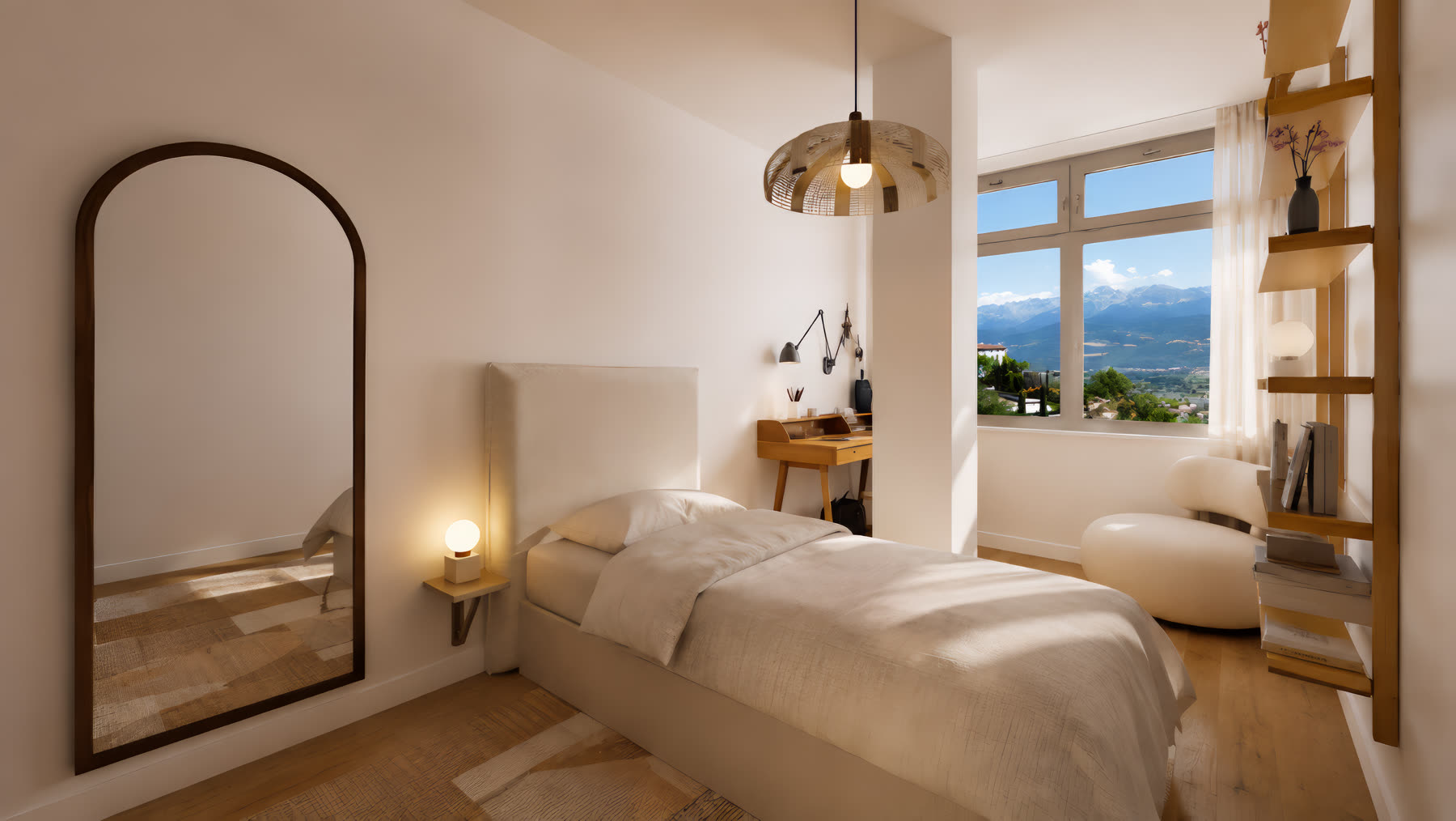 Deuxième chambre, bureau et vue montagne