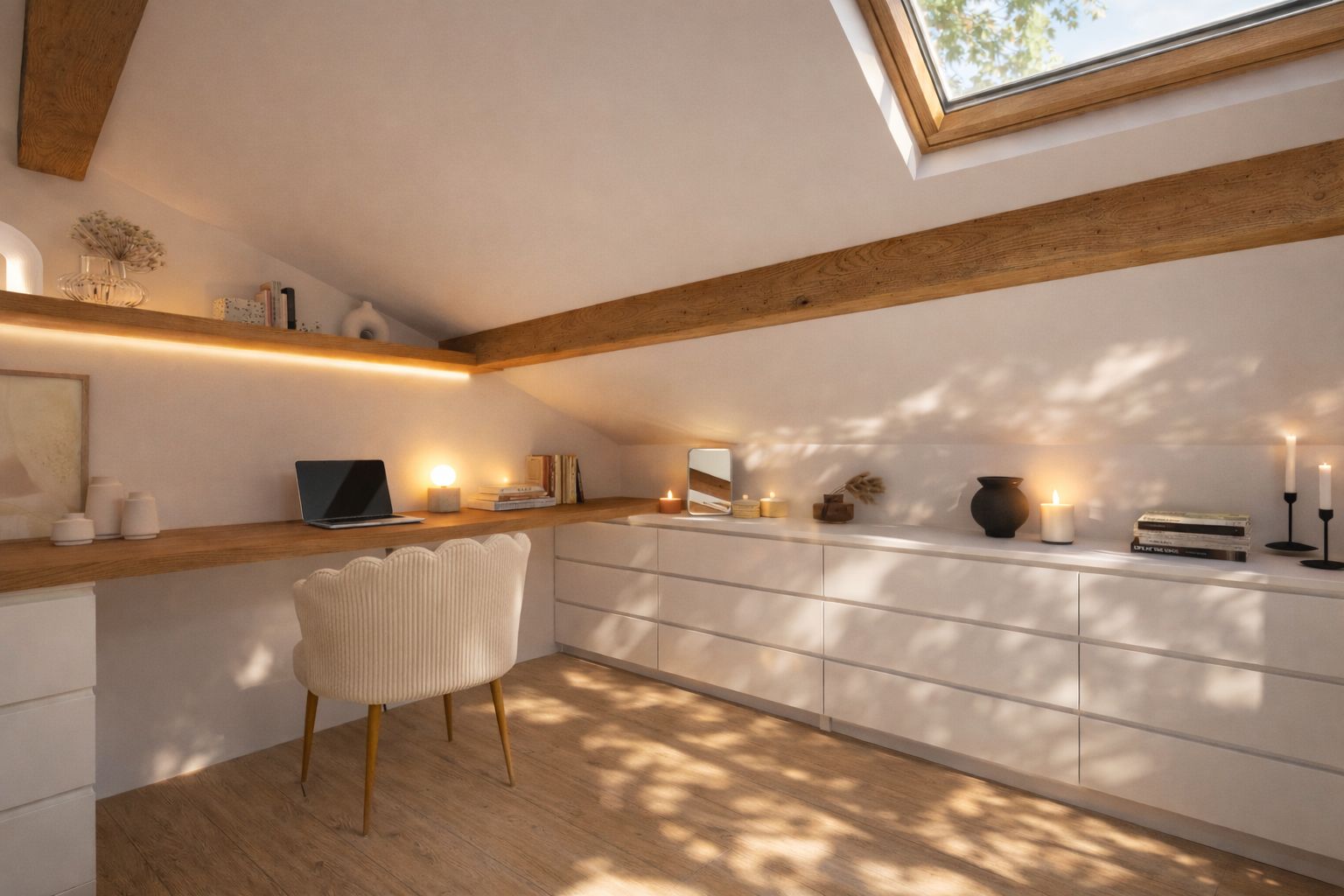 Bureau et commode sous la pente