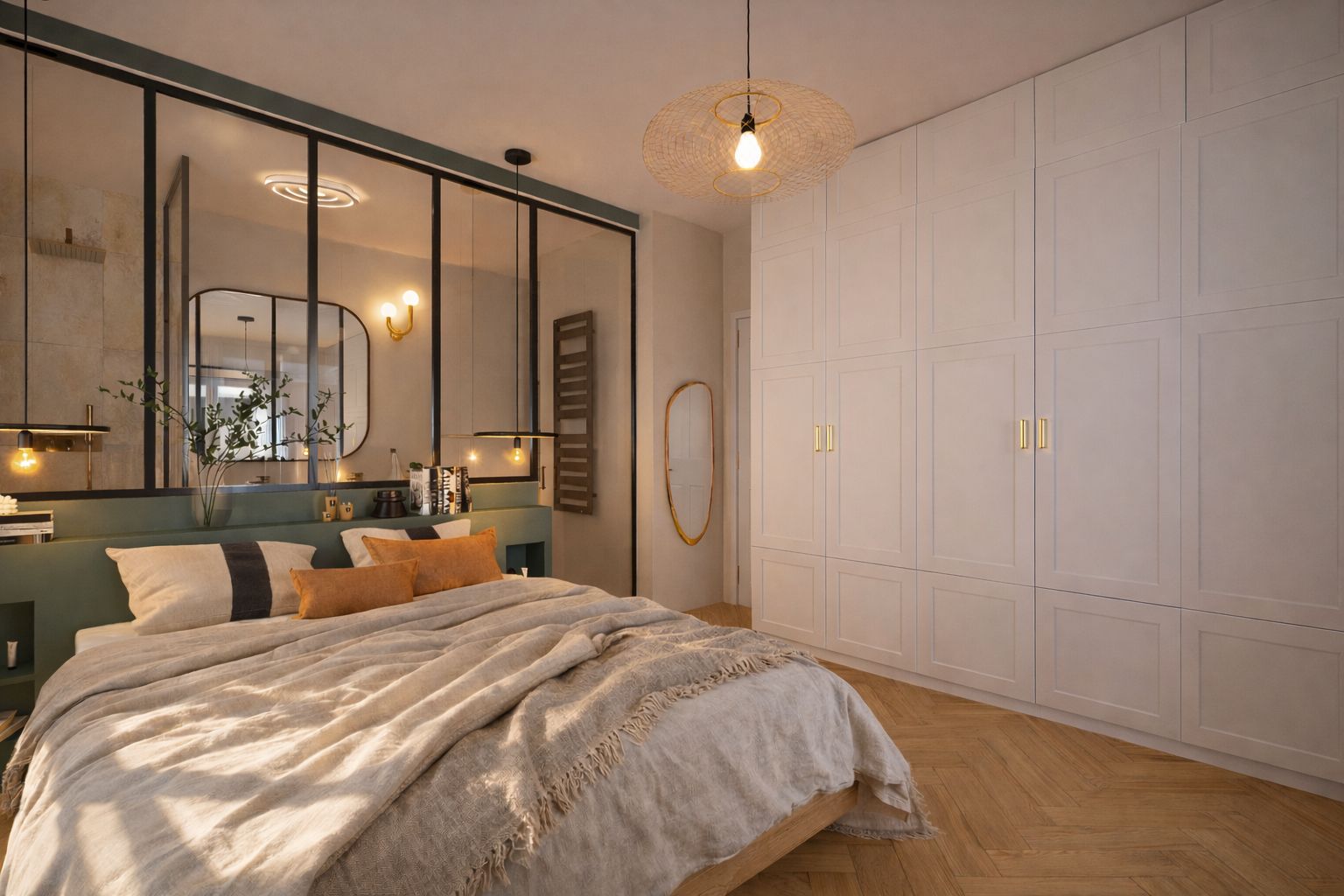 Suite parentale, dressing blanc, en soirée