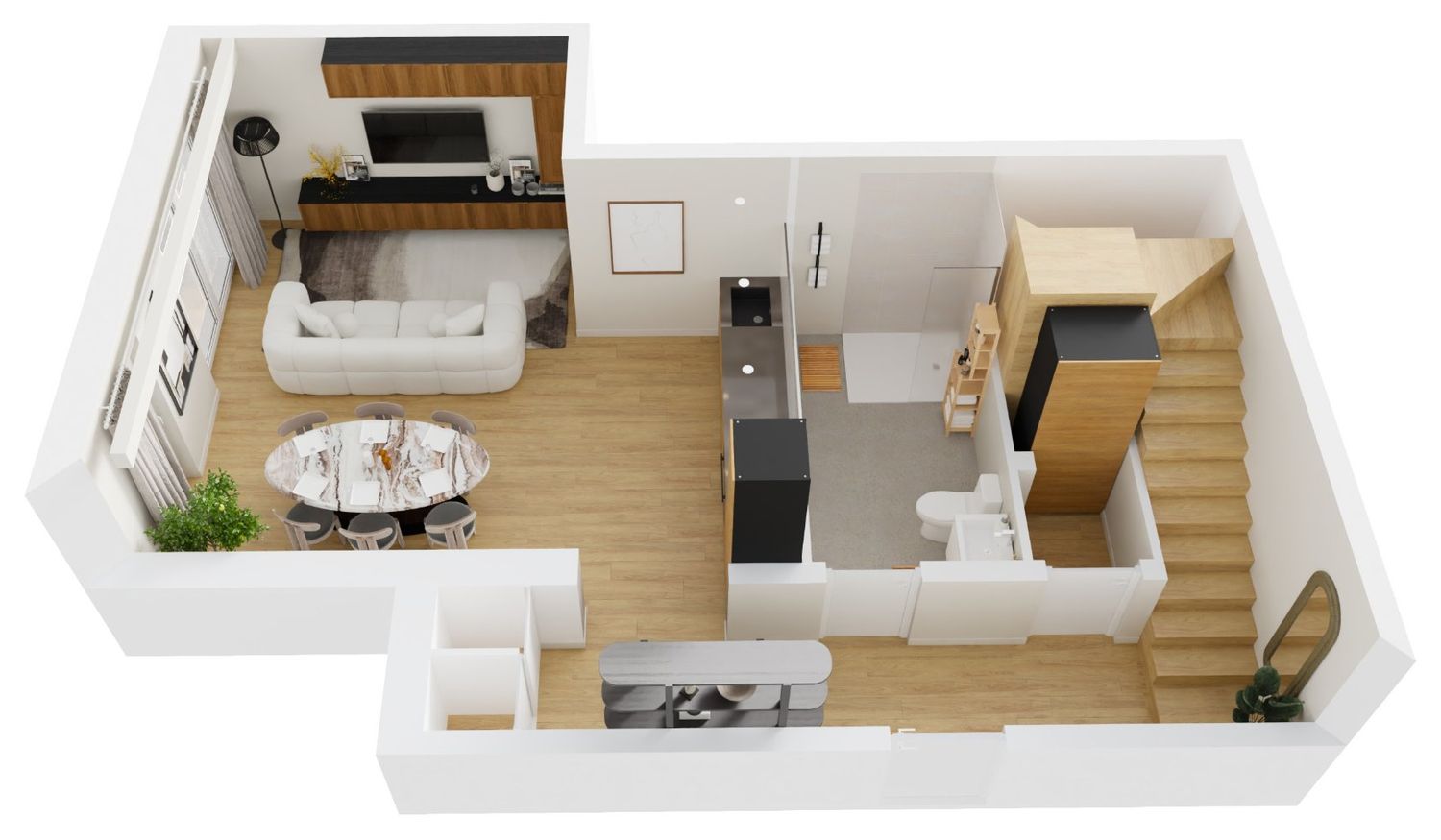 Plan 3D du rez-de-chaussée du C004