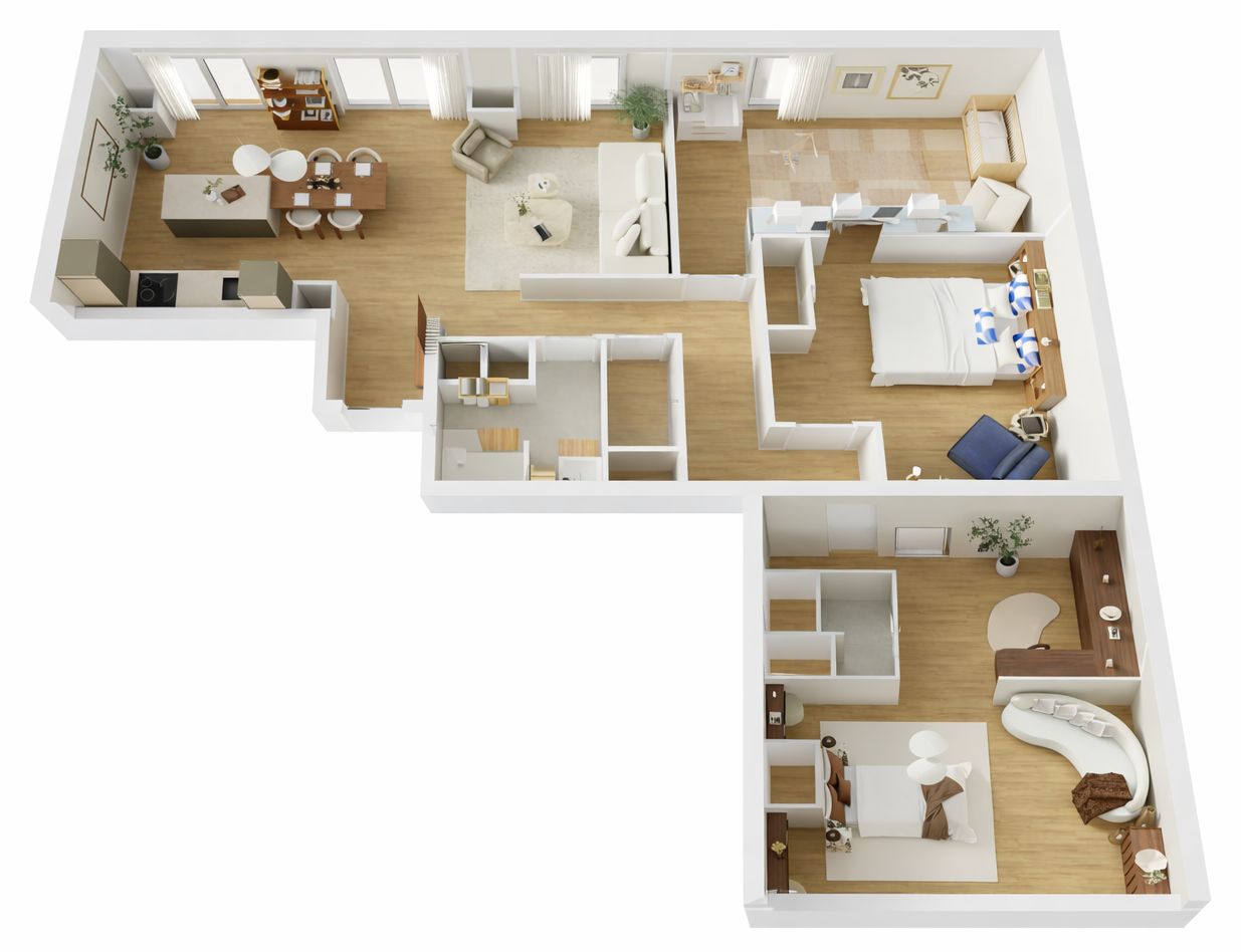 Plan 3D du T4 C501 meublé