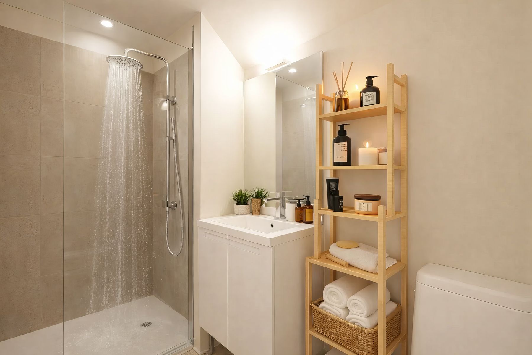 Salle d'eau, douche à l'italienne