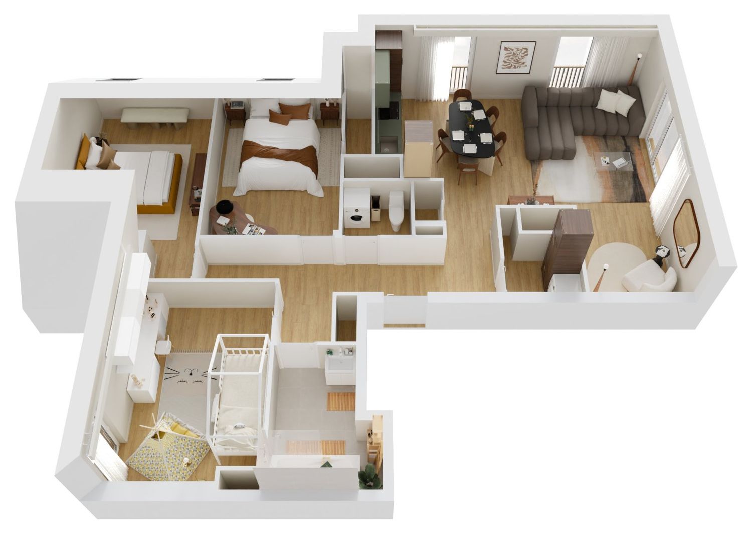 Plan 3D du T4 meublé