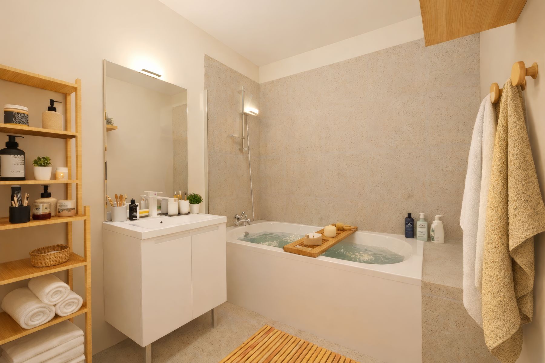Salle de bains avec baignoire