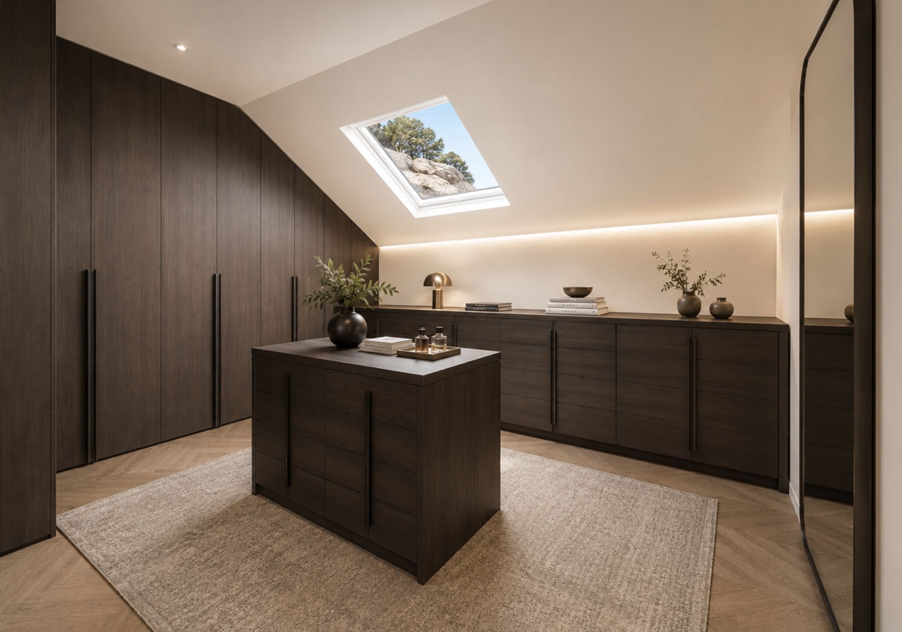 Îlot du dressing et commodes sous la pente