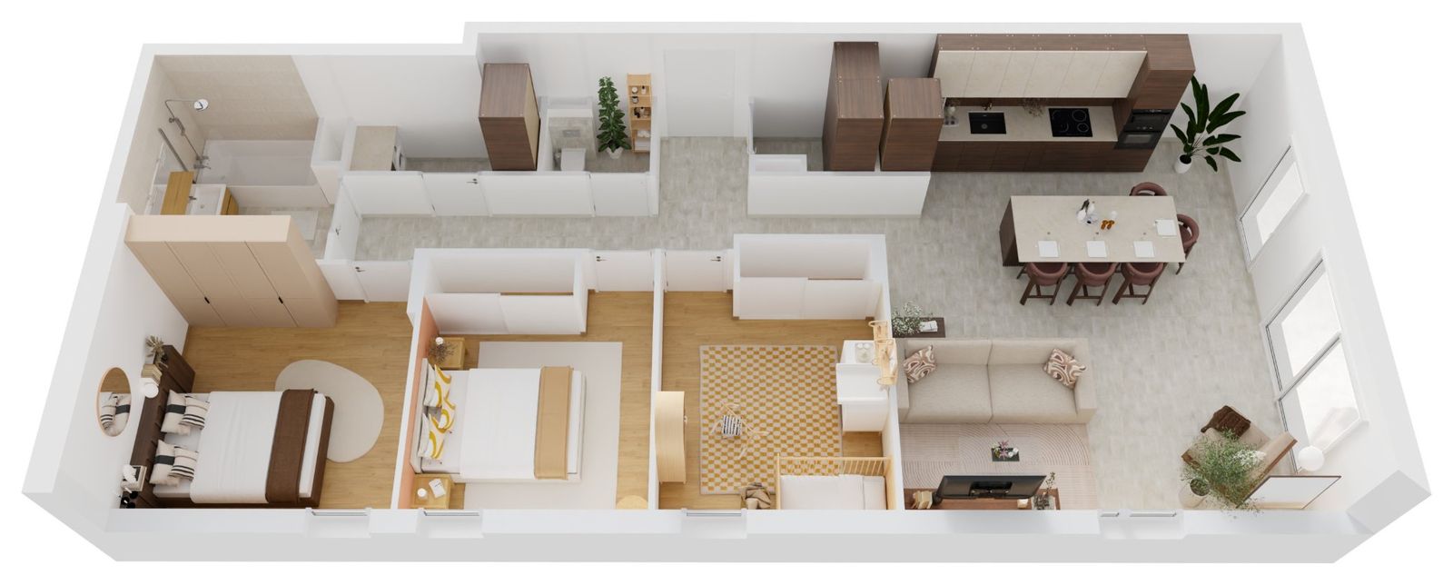 Plan 3D du T4 meublé